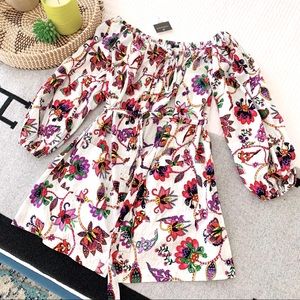 NWT ⭐️ Topshop White Multi Color Floral Top Blouse